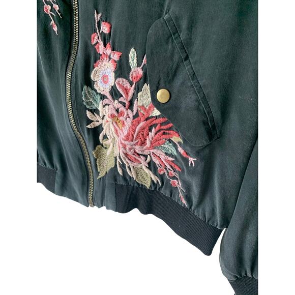 Johnny Was 100% Silk Embroidered Bomber Jacket, size S - Picture 3 of 8